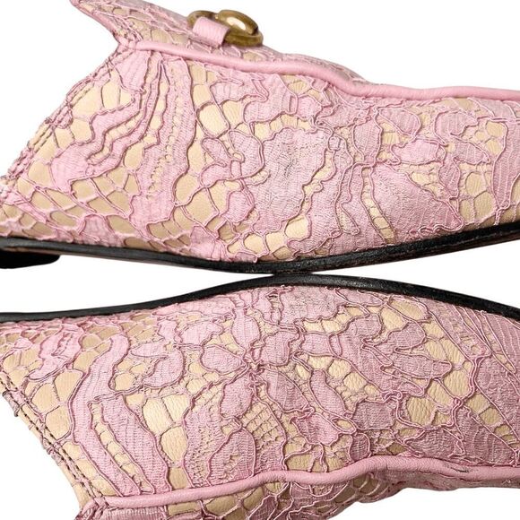 Gucci Princetown Horsebit Slipper EU 36.5 US 6.5 Pink Lace Mule Loafer Flats - Picture 5 of 10